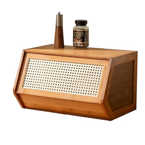 LLXYYD Küchenvorratsschrank mit Flechtwerk-Tür, Sideboards mit Holz-Arbeitsplatte, stapelbarer Aufbewahrungsschrank, für Esszimmer, Wohnzimmer, Badezimmer(Style B,Length 51) von LLXYYD