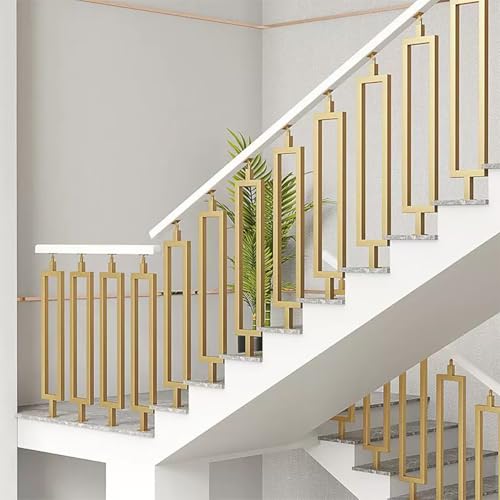 Handläufe Für Wandtrennwände Für Dachbodentreppen, Geländer Treppe Treppenhandlauf Metallspindeln Für Balkone Flure Wohnungen Für Sicherheit Und Stil(Gold,85cm-10pcs) von LLYLAFDC