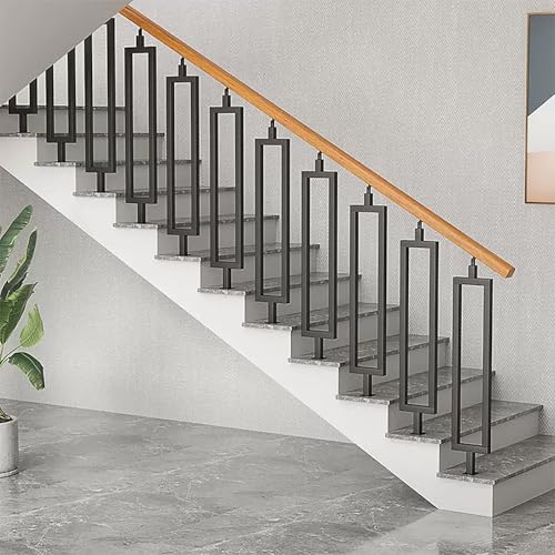 Handläufe Für Wandtrennwände Für Dachbodentreppen, Geländer Treppe Treppenhandlauf Metallspindeln Für Balkone Flure Wohnungen Für Sicherheit Und Stil(Nero,85cm-5pcs) von LLYLAFDC