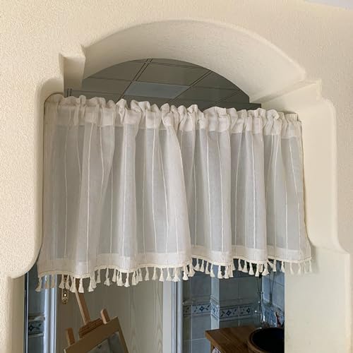 Küchengardinen Makramee Türvorhang Kurzvorhang Gardinen Mit Quasten Gardinen Schiebevorhang Wandbehang Transparente Gardine Stores Für Küche Wohnzimmer Schlafzimmer,1 Stück ( Color : Flat w*h , Size : von LLYLAFDC