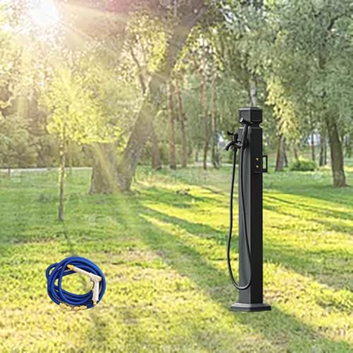 LLYLAFDC Aluminiumlegierung Gartenwasserhahnsäule, Frostsicherer Außenwasserhahn,Mit 10 M Schlauch Und Zapfen, Post/Bodenmontage Frostschutz Hydrant(95cm) von LLYLAFDC