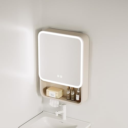 LLYLAFDC LED Beleuchtetes Badezimmer Medizin Kabinett ，Bad Spiegelschrank Mit Beleuchtung，Hängeschrank Badezimmer，Badspiegel Badezimmerschrank Spiegel Mit Touchschalter(50cm) von LLYLAFDC