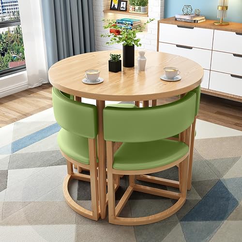 Rundes Esstisch-Set Für Büro Mit 4 Stühlen Set Rezeption Tisch Und Stuhl Kombination Und Stuhl-Kombination Hausmöbel Haus Küche 80cm Runder Tisch Dessert Shop For Esszimmer, Küche ( Color : Green , Si von LLYLAFDC