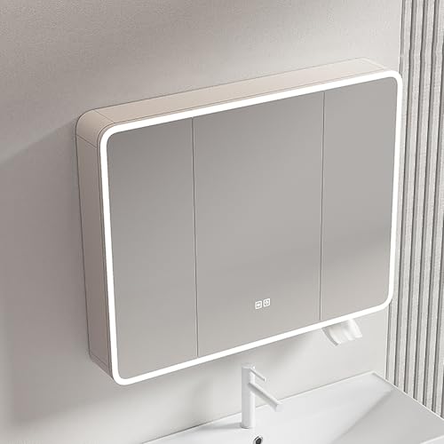 Spiegelschrank Bad Mit Beleuchtung,mit Beleuchtung 1 Einstellbare Lichtfarben, Badschrank Hängend, Entnebelungsfunktion, Mit Intelligenter Antibeschlag/Touchschalter Für Badezimmer(Beige,100cm/40in) Spiegelschrank Bad Mit Beleuchtung,mit Beleuchtung 1 Einstellbare Lichtfarben, Badschrank Hängend, Entnebelungsfunktion, Mit Intelligenter Antibeschlag/Touchschalter Für Badezimmer(Beige,100cm/40in) von LLYLAFDC