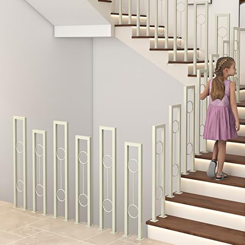 Treppengeländer Innen, U Förmiger Handlauf Geländer Treppe, Mit Rillen Für Erdspieß Und Basis, Langlebige Stützsäulen Geländer Vertikal Montiert(Wit,95cm) von LLYLAFDC
