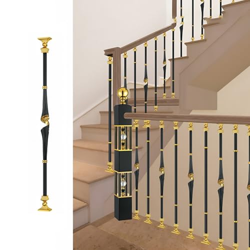 Treppengeländer Innen Handläufe,Schwarze Treppenhandlauf-Wandtrennsäulen, Treppengeländer Für Treppenraumteilerpfosten, Sicherheitsbaluster-Haltegriffgeländer(Gold) von LLYLAFDC