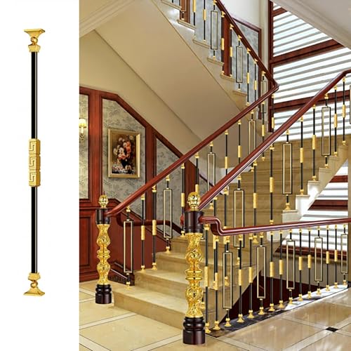 Treppengeländer Innen Schwarz, Metall Handlauf Treppe,für Treppenraumteilerpfosten, Icherheitsbaluster-Haltegriffgeländer, Leitplanke 1pcs von LLYLAFDC