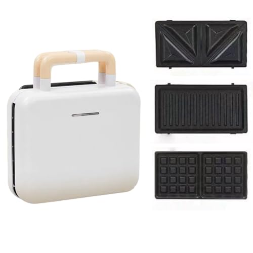 3-in-1 Mini-Waffeleisen, ausgestattet mit abnehmbarem Backblech, Antihaftbeschichtung, kühl bleibendem Griff, rutschfester Basis, Frühstücks-Sandwichmaker von LLZCJXGS