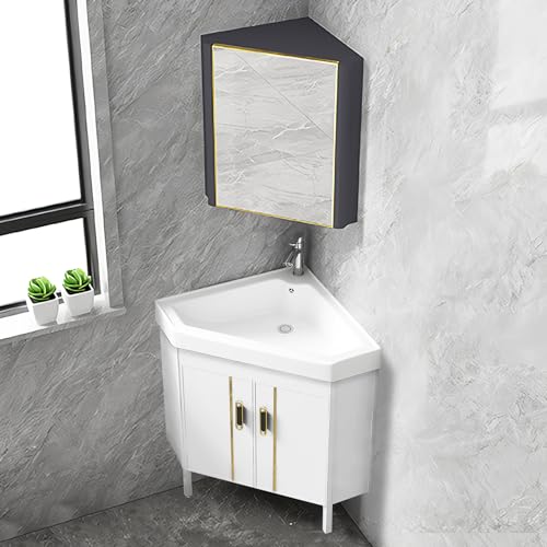 Badezimmer Badmöbel Set Waschbeckenunterschrank Unterschrank Badezimmerschrank mit Spiegelschrank (Color : W, Size : 56cm/22in) von LLZJDDPLY