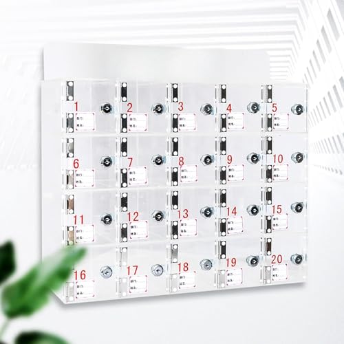 Handy Safe, Handygarage Acrylmaterial mit Türschlössern und Schlüsseln, Wandmontierter Schrank, Klassenzimmer(50) von LLZJDDPLY