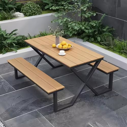 LLZJDDPLY 3-teilig Essgruppe Esstisch mit 2 Sitzbänke Sitzgruppe Küche Küchentisch-Set Holztisch Balkontisch Esszimmertisch von LLZJDDPLY