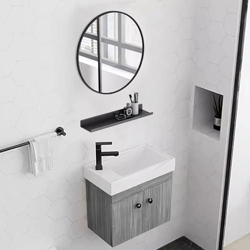 LLZJDDPLY Badezimmer Badmöbel Set Waschbeckenunterschrank Unterschrank Badezimmerschrank mit Spiegel + Massivholz (Color : G, Size : Left) von LLZJDDPLY