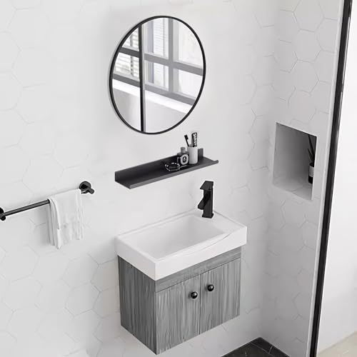LLZJDDPLY Badezimmer Badmöbel Set Waschbeckenunterschrank Unterschrank Badezimmerschrank mit Spiegel + Massivholz (Color : G, Size : Right) von LLZJDDPLY
