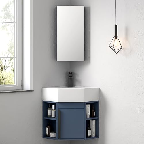 LLZJDDPLY Badezimmer Badmöbel Set Waschbeckenunterschrank Unterschrank Badezimmerschrank mit Spiegelschrank + PVC (Size : 40cm/15.7in) von LLZJDDPLY