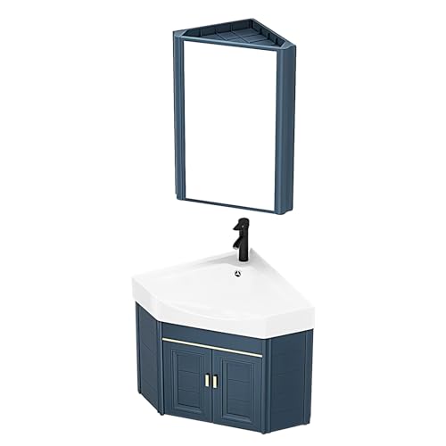 LLZJDDPLY Badmöbel Set Waschbeckenunterschrank Badezimmerschrank mit Waschbecken Unterschrank Spiegel, Badezimmermöbel mit Waschtisch, Spiegelschrank, Wasserhahn Set (Color : A, Size : 47cm/18.5in) von LLZJDDPLY