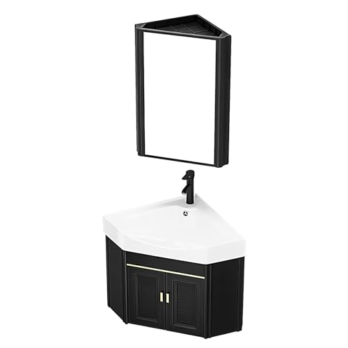 LLZJDDPLY Badmöbel Set Waschbeckenunterschrank Badezimmerschrank mit Waschbecken Unterschrank Spiegel, Badezimmermöbel mit Waschtisch, Spiegelschrank, Wasserhahn Set (Color : C, Size : 56cm/22in) von LLZJDDPLY