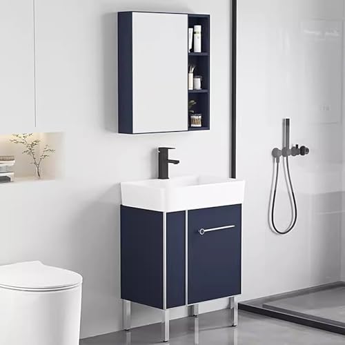 LLZJDDPLY Badmöbel Set Waschbeckenunterschrank Badezimmerschrank mit Waschbecken Unterschrank Spiegel, Badezimmermöbel mit Waschtisch, Spiegelschrank, Wasserhahn Set von LLZJDDPLY