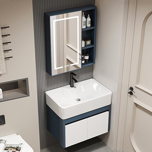 LLZJDDPLY Badmöbel Set aus Waschtisch + Waschbecken + LED Spiegelschrank, Gäste Bad WC (Size : 70cm/27.5in) von LLZJDDPLY