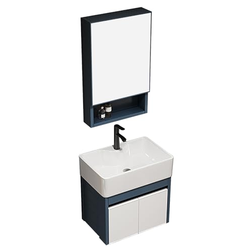 LLZJDDPLY Badmöbel Set for kleine bäder (2-Teilig) I 40-70 cm Unterschrank mit Waschbecken I Waschbeckenunterschrank mit Badspiegel(Size:60x38cm) von LLZJDDPLY