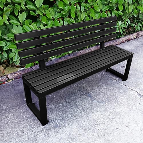 LLZJDDPLY Gartenbank Metall für den Außenbereich, gartenbank wetterfest mit Rückenlehne, Sitzbank für Veranda, Hof, Terrasse, Eingangsbereich, Park, 500 kg Tragkraft(Black,100cm/39in) von LLZJDDPLY