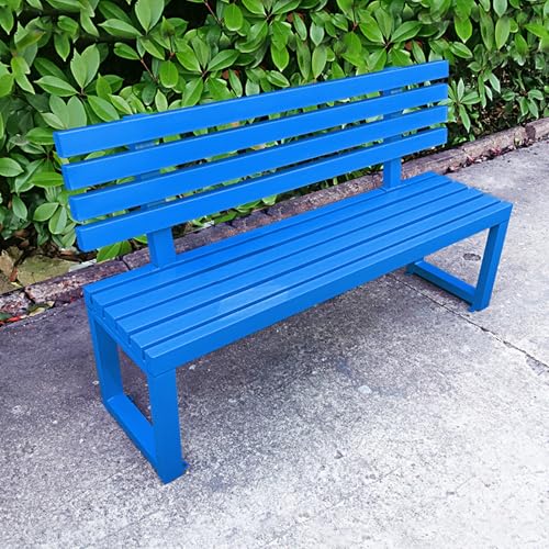 LLZJDDPLY Gartenbank Metall für den Außenbereich, gartenbank wetterfest mit Rückenlehne, Sitzbank für Veranda, Hof, Terrasse, Eingangsbereich, Park, 500 kg Tragkraft(Blue,100cm/39in) von LLZJDDPLY