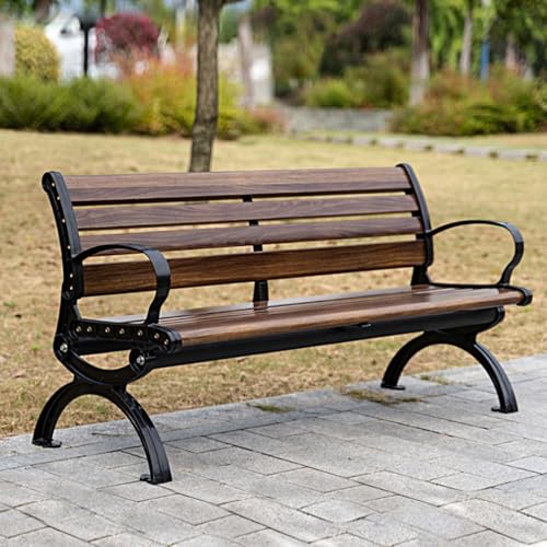 LLZJDDPLY Gartenbank Wetterfest Holz, Gartenbank Wetterfest mit Rückenlehne und Armlehnen, Terrassenmöbel für Veranda, Park, Rasen, Hof, Eingangsbereich(120cm/47in) von LLZJDDPLY