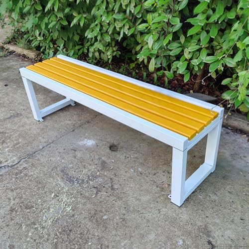 LLZJDDPLY Gartenbank wetterfest für draußen, gartenbank Holz Metall, für Park, Rasen, Terrasse, Hof, Schule, Tragkraft 500 kg(C,180cm/70.8in) von LLZJDDPLY