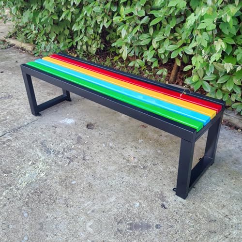LLZJDDPLY Gartenbank wetterfest für draußen, gartenbank Holz Metall, für Park, Rasen, Terrasse, Hof, Schule, Tragkraft 500 kg(I,100cm/39.3in) von LLZJDDPLY