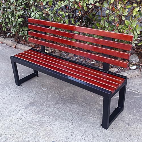 LLZJDDPLY Gartenbank wetterfest mit Rückenlehne, Gartenbank Metall, Sitzbank für Park, Rasen, Terrasse, Hof, Poolrand, Balkon, Schule, Tragkraft 500 kg(Brown,120cm/47in) von LLZJDDPLY