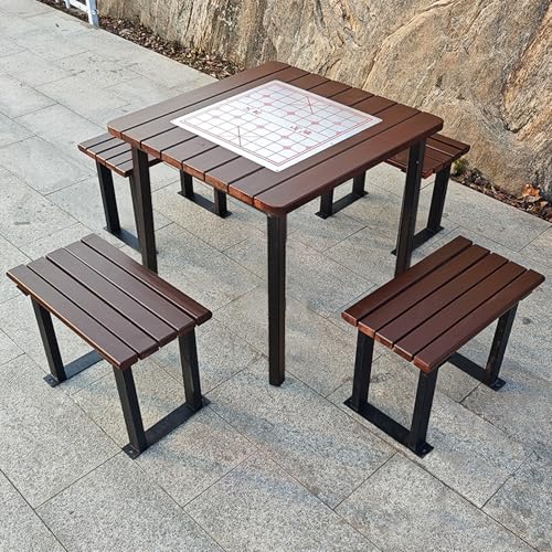LLZJDDPLY Gartenmöbel Set, Terrassenmöbel 5-teiliger Terassenmöbel Außen mit Schachbrettmuster aus Edelstahl und Befestigungslöchern, für Veranda, Pool, Hof und Garten(Brown,B) von LLZJDDPLY