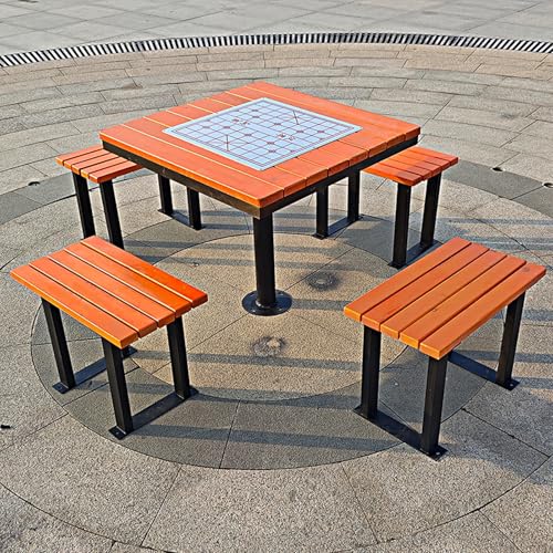 LLZJDDPLY Gartenmöbel Set, Terrassenmöbel 5-teiliger Terassenmöbel Außen mit Schachbrettmuster aus Edelstahl und Befestigungslöchern, für Veranda, Pool, Hof und Garten(Orange,A) von LLZJDDPLY