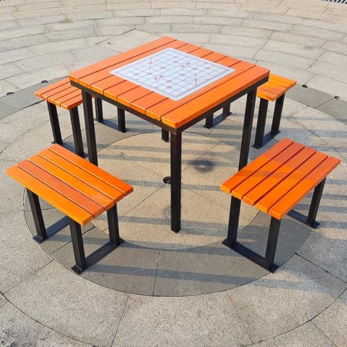 LLZJDDPLY Gartenmöbel Set, Terrassenmöbel 5-teiliger Terassenmöbel Außen mit Schachbrettmuster aus Edelstahl und Befestigungslöchern, für Veranda, Pool, Hof und Garten(Orange,B) von LLZJDDPLY