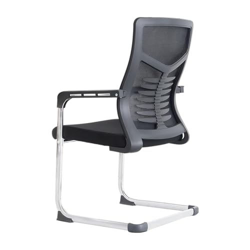 LLZJDDPLY Schreibtischstuhl, bürostuhl ergonomisch, mit verchromtem Kufengestell, for den Wartebereich zu Hause, Konferenzraum(Black) von LLZJDDPLY
