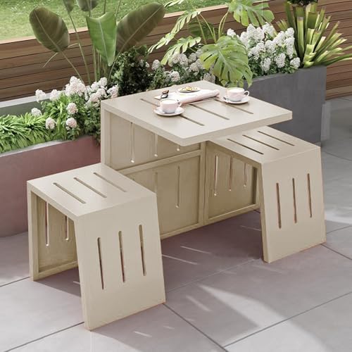LLZJDDPLY Terassenmöbel Außen, Terrassenmöbel Set, Gartenmöbel Set, Loungemöbel Terrasse für Rasen, Garten, Hinterhof, Tragkraft 200 Kg(Beige) von LLZJDDPLY