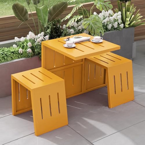 LLZJDDPLY Terassenmöbel Außen, Terrassenmöbel Set, Gartenmöbel Set, Loungemöbel Terrasse für Rasen, Garten, Hinterhof, Tragkraft 200 Kg(Yellow) von LLZJDDPLY