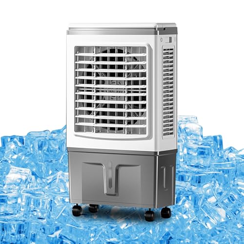 Verdunstungskühler mit 40 Liter Wassertank, Luftkühler, 7,5 Stunden Timer, tragbare Klimaanlage, Kühlventilator für Zimmer, Terrasse, Garage Verdunstungskühler mit 40 Liter Wassertank, Luftkühler, 7,5 Stunden Timer, tragbare Klimaanlage, Kühlventilator für Zimmer, Terrasse, Garage von LLZJDDPLY