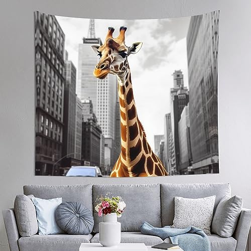 Giraffe in New York Bedruckter Wandteppich Wandbehang Banner Dekoration Ästhetische Tapisserie Kunst Wandteppich Für Wohnzimmer Schlafzimmer Wohnkultur 152 x 130 cm von LLaviD