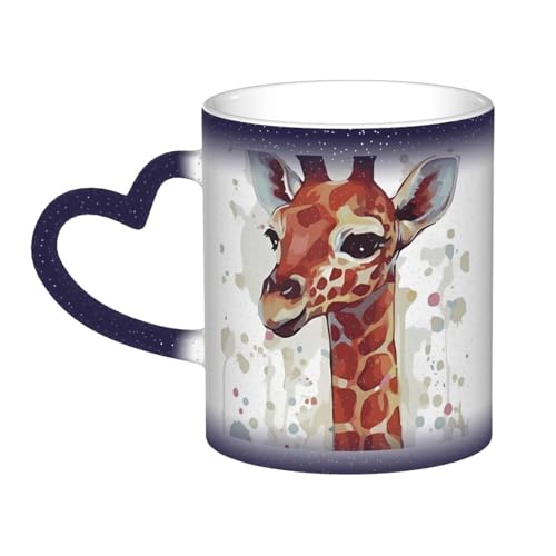 LLaviD Stilvolle Tier Giraffe Gedruckt Farbwechsel Tasse Kaffeetasse Keramik Kaffeetassen Kreative Tasse Kaffee Magische Tassen Magische Teetasse Becher von LLaviD