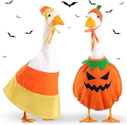 LLiuvccz Herbst-Halloween-Gänse-Kostüm, für 58,4 cm hohe Zement- oder Kunststoff-Gans-Kleidung, Outdoor-Dekoration, Terrasse, Hof, Rasen, 2 Stück LLiuvccz Herbst-Halloween-Gänse-Kostüm, für 58,4 cm hohe Zement- oder Kunststoff-Gans-Kleidung, Outdoor-Dekoration, Terrasse, Hof, Rasen, 2 Stück von LLiuvccz