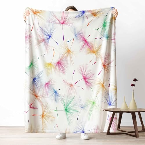 3D Fleecedecke Aquarell Pusteblume KuscheldeckeBotanisch Pflanze Flauschig & Weich Malerei Blumen Wohndecke für Sofa, Bett, Couch, Warm und Gemütlich, 230x270 cm von LLponhg