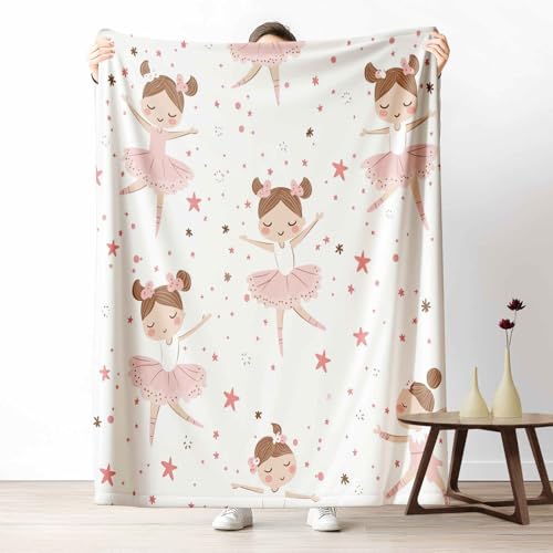 3D Fleecedecke Cartoon Mädchen KuscheldeckeKinder Stern Flauschig & Weich Niedlich Punkte Wohndecke für Sofa, Bett, Couch, Warm und Gemütlich, 230x270 cm von LLponhg