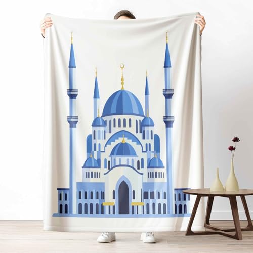 3D Fleecedecke Cartoon Moschee KuscheldeckeArchitektur Gebäude Flauschig & Weich Wahrzeichen Palast Wohndecke für Sofa, Bett, Couch, Warm und Gemütlich, 230x270 cm von LLponhg