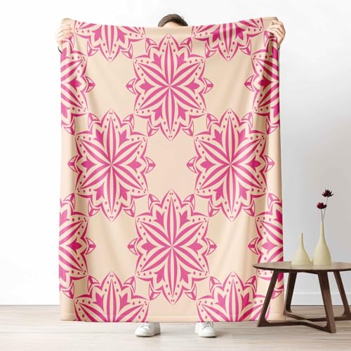 3D Fleecedecke Mandala Blume KuscheldeckeBohemian Lotusblume Flauschig & Weich Orientalisch Ornament Wohndecke für Sofa, Bett, Couch, Warm und Gemütlich, 230x270 cm von LLponhg