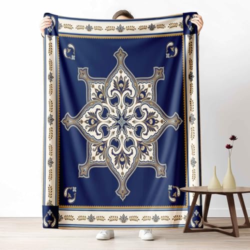 3D Fleecedecke Traditionell Mandala KuscheldeckeMarokkanisch Ornament Flauschig & Weich Persisch Paisley Wohndecke für Sofa, Bett, Couch, Warm und Gemütlich, 230x270 cm von LLponhg