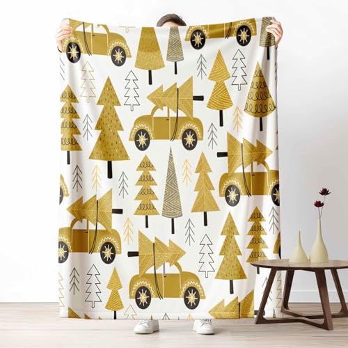 3D Fleecedecke Weihnachten Baum KuscheldeckeCartoon Auto Flauschig & Weich Winter Tanne Wohndecke für Sofa, Bett, Couch, Warm und Gemütlich, 230x270 cm von LLponhg