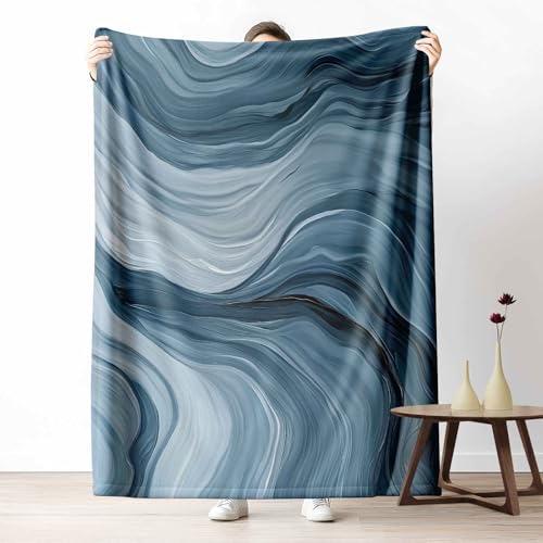 3D Kuscheldecke für Erwachsene Abstrakt Welle Wohndecke Flauschig als Sofa Deko Modern Flüssigkeit Tagesdecke Malerei Wasser Fleecedecke Warm für Couch & Sessel, 130x150 cm von LLponhg