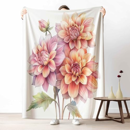 3D Kuscheldecke für Erwachsene Blumen Dahlie Wohndecke Flauschig als Sofa Deko Aquarell Geblümt Tagesdecke Bauernhaus Blüte Fleecedecke Warm für Couch, 130x150 cm 3D Kuscheldecke für Erwachsene Blumen Dahlie Wohndecke Flauschig als Sofa Deko Aquarell Geblümt Tagesdecke Bauernhaus Blüte Fleecedecke Warm für Couch, 130x150 cm von LLponhg
