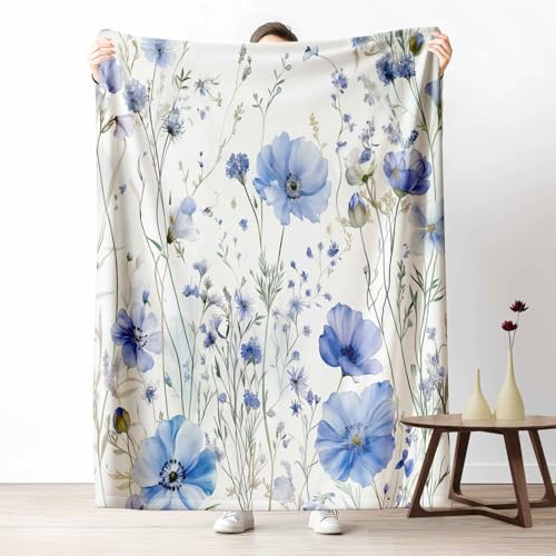 3D Kuscheldecke für Erwachsene Blumen Mohn Wohndecke Flauschig als Sofa Deko Blau Wildblumen Tagesdecke Aquarell Blume Fleecedecke Warm für Couch & Sessel, 130x150 cm 3D Kuscheldecke für Erwachsene Blumen Mohn Wohndecke Flauschig als Sofa Deko Blau Wildblumen Tagesdecke Aquarell Blume Fleecedecke Warm für Couch & Sessel, 130x150 cm von LLponhg