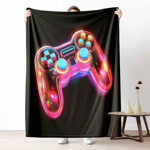 3D Kuscheldecke für Erwachsene D Illusion Gamepad Wohndecke Flauschig als Sofa Deko Elektrisch Controller Tagesdecke Hyperrealität Konsole Fleecedecke Warm für Couch & Sessel, 130x150 cm von LLponhg