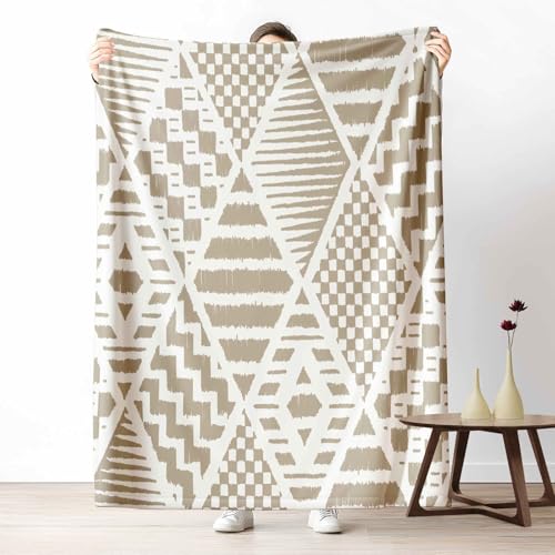 3D Kuscheldecke für Erwachsene Ethnischer Stil Geometrisch Wohndecke Flauschig als Sofa Deko Aztekenmuster Raute Tagesdecke Bohemian Dreieck Fleecedecke Warm für Couch & Sessel, 130x150 cm von LLponhg